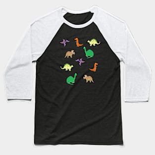 A Group Of Cute Baby Dinosaur Friends pattern Baseball T-Shirt